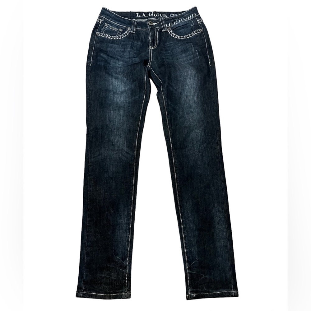 LA Idol USA Women’s Jeans Low Rise Size 9  Embellished Embroidered